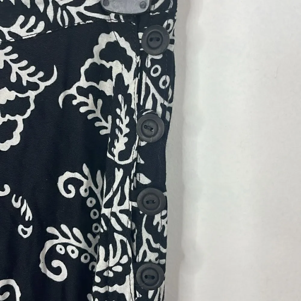 Soft Surroundings Maxi Skirt Paisley Black and White with ruffle hem size PM